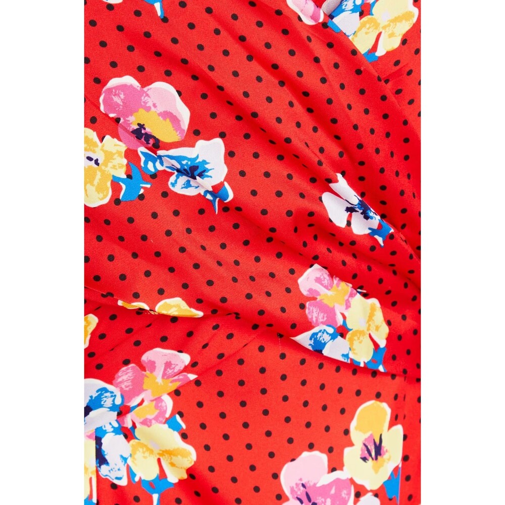RUNWAY. NWT. $2190 CAROLINA HERRERA Pleated printed twill midi dress Sz 8 red - Picture 10 of 10